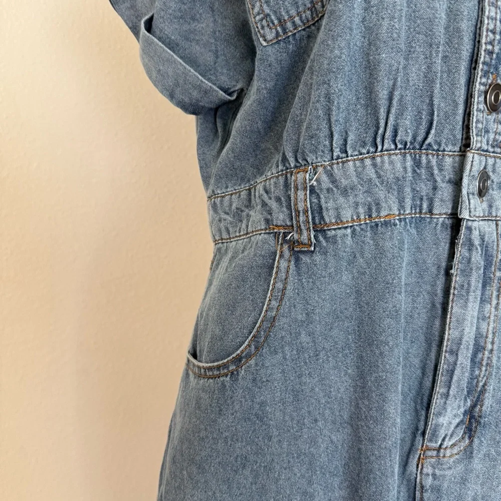 Stylish Blue Women's Jean Overalls - Picture 5 of 14